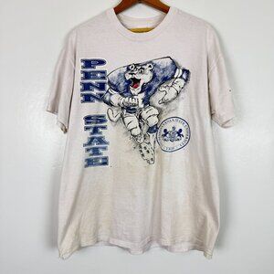 Vtg Penn State Nittany Lions Tee Sz XL Single Stitch College Football Mascot